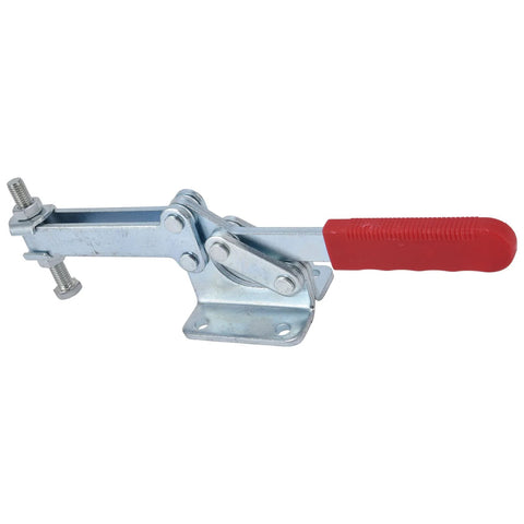 Side view of 630Kg Holding Force Quick Release Toggle Clamp For Jigs And Fixtures, Horizontal Clamp With Iron And Plastic Construction.