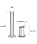 Durable M8x50mm Screw Posts For 3/8 Inch Hole Leather Fasteners Binding Bolts Set Carbon Steel with size measurements