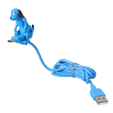 Blue Type C USB Cable For Fast Charging And Data Transfer Up To 480 Mbps Multi Device Charger Cord For Phones And Tablets Nylon Braided Durable Build Dope Dog Motion Design For Everyday Tech Life, blue dog design, coiled USB-A cable