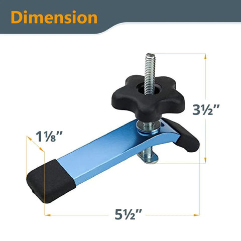 Rock Solid T-Track Hold Down Clamp For Woodworking, 5-1/2 Inch Long By 1-1/8 Inch Wide, with T-bolt and 5-star knob