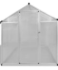 Front view of the Reinforced Aluminum Greenhouse Outdoor 95.3 By 74.8 By 76.8 Inches With Polycarbonate Panels UV Protection.