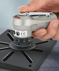 Handheld Bainuo Pneumatic Chamfering Machine in use for 45 Degree Metal Trimming and Deburring on metal surface.