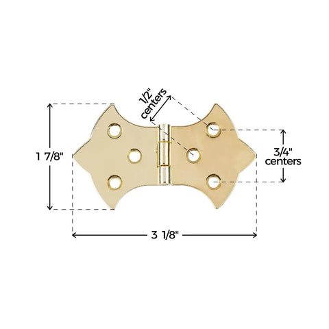Butterfly Hinges Set Of 2 In Brass Finish 3 1/8 X 1 7/8 Inches Decorative Cabinet Door Hinges With Measurements