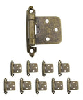 Ten Pack Overlay Cabinet Hinges Self Closing For Kitchen Cupboards And Furniture Doors Flush Mount With Silicon Bumpers And Hardware Screws Quiet Soft Close 7x4x3 Cm Green Bronze displayed