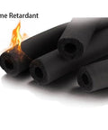 Flame Retardant Foam Tube For Insulation And Gear, 1 Inch ID By 3 Eighths Inch, rugged closed cell rubber tubes with flame illustration.