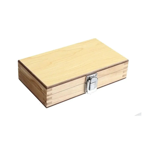 Dead Accurate Pro Grade Metric Gauge Block Set storage case, wooden design with metal latch for organizing 32 pcs.