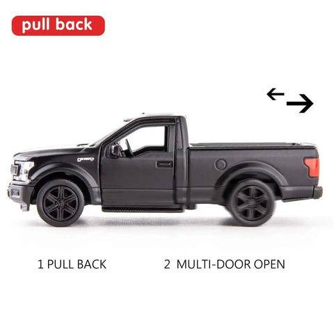Licensed F150 One Thirty Six Scale Zinc Alloy Die Cast Pickup Truck Toy For Kids Toddlers Dope Pull Back Vehicle side view
