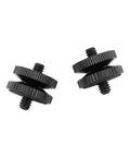 Two Pack 1/4-20 Male Screw Double End Aluminum Alloy fits 1/4 inch threaded holes for camera rigs, tripods, mounts, accessories
