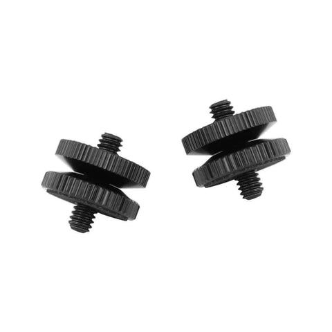 Two Pack 1/4-20 Male Screw Double End Aluminum Alloy fits 1/4 inch threaded holes for camera rigs, tripods, mounts, accessories