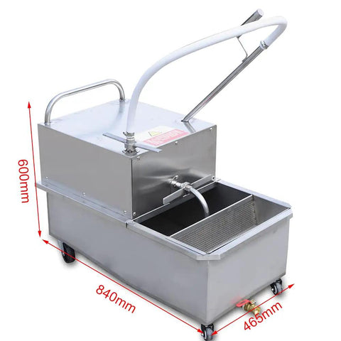 Heavy Duty Mobile Fryer Oil Filter Machine 55L commercial kitchen liquid purifier with drain hose and casters