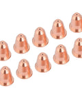 Top Grade Plasma Cutter Tips Set Featuring 10 Electrodes And Nozzles For S25 And S45 Machines showing ten copper nozzles for plasma cutting.