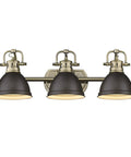 Duncan Bath Fixture In Aged Brass With Rubbed Bronze Shades Dope Industrial Vibe Meets Classic Silhouette Damp Location Rated Modern Bath Lighting