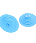 SUNGOOYUE Silicone Tub Stopper in blue, showcasing smooth nonstick surface and fun design for easy cleaning.