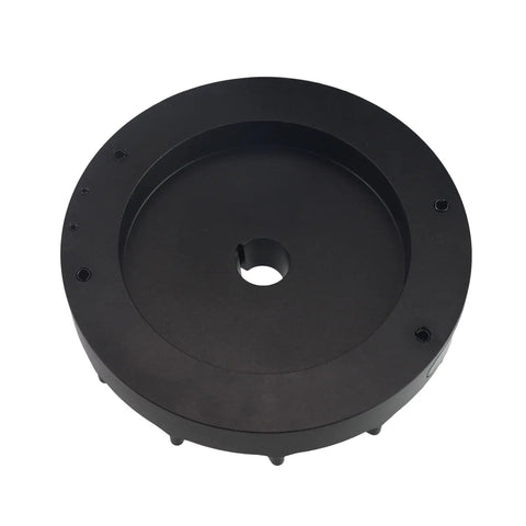 Heavy Duty 6061 T6 Billet Aluminum Flywheel For Predator 212cc Hemi Engines top view, lightweight black design for custom go karts integration.