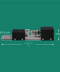 High-Torque Mini Lathe Machine For Wood And Metal With 7-Speed Settings, showing dimensions: length 30cm, width 6cm, height 6.5cm.