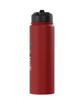 Dinosaur Lacrosse Water Bottle With Insulated Stainless Steel Double Wall Keeps Drinks Hot Or Cold Dishwasher Safe Sweet Gift For Coaches Moms Dads And Players, red side view.