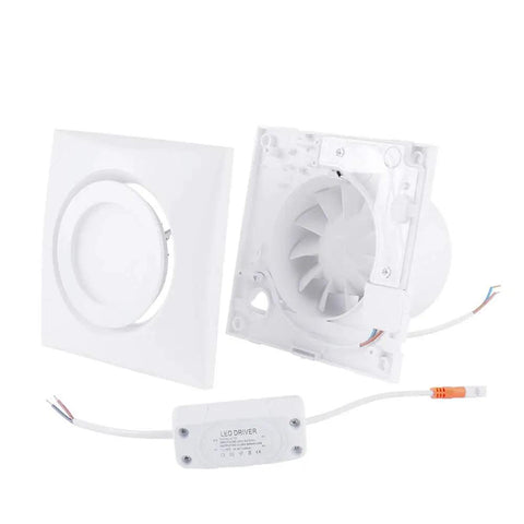 4 Inch Wall Mount Exhaust Fan With Light For Bathroom Kitchen Garage Ultra Quiet 55 CFM Ventilation No Plug Installation