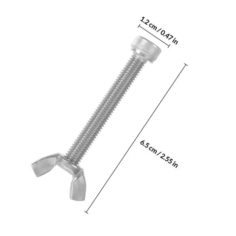 Stainless Steel Butterfly Wing Nuts And Machine Screws Kit 10 Pairs For Easy Hand Tightening, single screw with dimensions shown