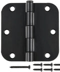30 Pack Matte Black Interior Door Hinges 3.5 Inch by 3.5 Inch Round Radius Five Eighth Inch Hinge Heavy Duty Removable Pin with Screws