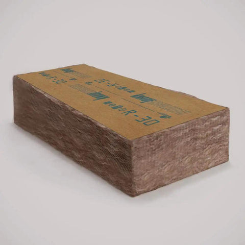 R-30 Kraft Faced Fiberglass Batt Insulation Fits 2x10 Floor Or Attic 8 Bundle, showing the kraft vapor barrier side.