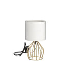 Gold Modern Farmhouse Table Lamps Set Of 2 With Hollowed Out Base And White Fabric Shade, Lit Nightstand Lighting For Bedrooms