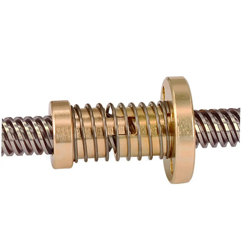 Close-up of Two Sets Printer Lead Screw Kit Beefy Stainless Steel Lead Screws with Copper Nuts for Stepper Motors and CNC Machines