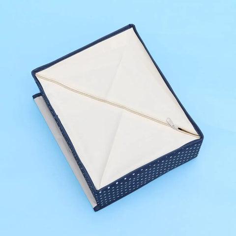 Waterproof Foldable Oxford Cloth Drawer Organizer With Sturdy Grid Dividers For Socks Underwear And Scarves Stops The Daily Racket And Keeps Things Neatly Sorted, navy blue with zip closure.