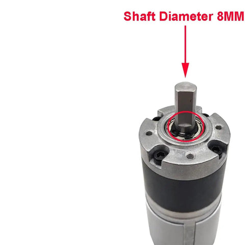 Top Tier High Torque DC Planetary Gear Motor Runs Smooth On 12V Or 24V with 8MM shaft diameter, ideal for robotics and automation.