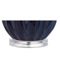 Navy Blue Ceramic Table Lamp 24.5 Inch For Bedroom And Living Room fluted gourd base close-up