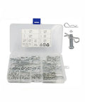 125pc R Type Cotter Pins Set Pro Grade Carbon Steel Zinc Plated Split Pins Kit for Tractor Maintenance Automotive Repair and Machinery Five Sizes Heavy Duty All Purpose Fasteners in organizer case