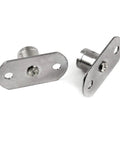 4 Piece Sliding Door Roller Guide Wheel Set With Stainless Steel Frame, Floor Guide Rollers For Furniture, 12mm Diameter By 15mm High Wheels With 38x20mm Base Plates, Durable Construction; two stainless steel rollers with base plates visible