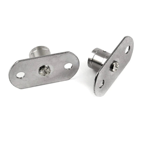 4 Piece Sliding Door Roller Guide Wheel Set With Stainless Steel Frame, Floor Guide Rollers For Furniture, 12mm Diameter By 15mm High Wheels With 38x20mm Base Plates, Durable Construction; two stainless steel rollers with base plates visible