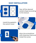 Installation guide for Sturdy Eva Foam Wall Gaskets Standard Switch Plates Draft Stoppers, showing easy steps for use.