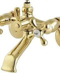 Vintage Wall Mount Tub Faucet With Riser Adaptor 62-Inch Polished Brass Solid Brass Construction with dual cross handles view