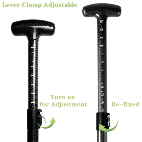Lightweight Carbon Fiber Dragon Boat Paddle Adjustable From 43 To 52 Inches IDBF Approved Oar with T Handle Lever Clamp
