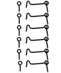 6 Pack Black Cabin Hook Eye Latch For Wood Doors Windows Badass Grip No Sweat Install Killer Security Slick Finish, 63.5x19mm.