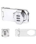 Close-up of Gate Locks Twist Hasp Latches Without Combination Lock, chrome finish, 3-inch size, showing lock and latch components.