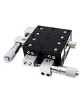 70 By 70 Millimeter Manual XY Sliding Table With Micrometer Displacement Platform For Dialed In Precision Positioning Built For Optical Experiments And Fine Tuning Dispensing LY70 R LY70 L LY70 C shown in black metal with micrometer dials