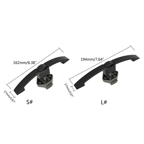 Two black handles with dimensions from Rugged Cabinet Push Handles And Drawer Latches Kit For Furniture Wardrobe Pulls Closet Door Locks Hardware