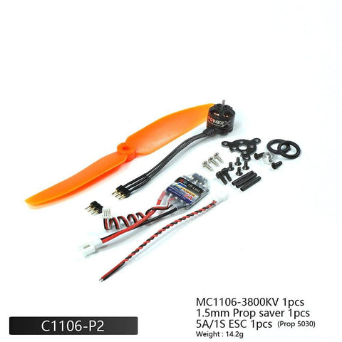Micro Brushless Motor MC1106-3800KV With 5A 1S ESC Power Combo For Tiny Indoor Fixed Wing Airplane F3P Model C1106-P2 set.