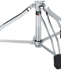 Smooth Operator Adjustable Drum Throne Featuring Beast Mode Stability Heavy Duty Double Brace Support With Non Slip Rubber Feet close-up of sturdy chrome tripod base.