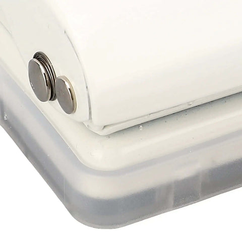 Close-up of 3 Hole Puncher Handheld For Loose Leaf Paper A7 A4 5 Sheets 70g Capacity showing metal construction and punch lever.