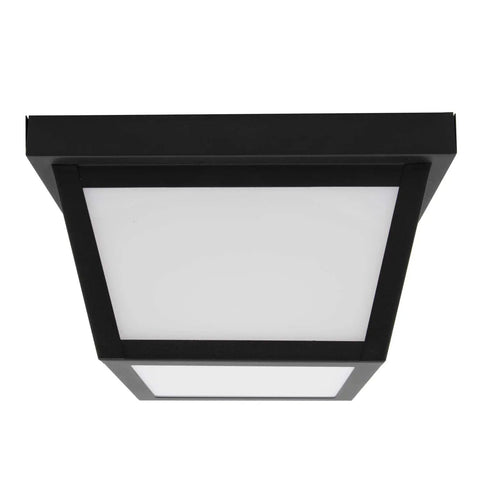9 Inch Black LED Outdoor Ceiling Light With Frosted Lens, 3000K Warm White, 1000 Lumens, Wet Rated, weatherproof design