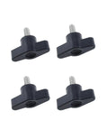 Slick Design 4 Pack M6 Thumb Screws 304 Stainless Steel Z Bar Handles With Smooth Plastic Knobs Heavy Duty Machine Bolt Locks Easy Install No Fuss Adjustment For Workshop Gear And Custom Builds Black 12MM Thread close-up of black plastic knob and steel thread