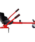 Go Kart Seat Attachment For Self Balancing Scooters Fits 6.5 Inch 8 Inch 10 Inch Adjustable Frame Drift Trike Kit shown in red.
