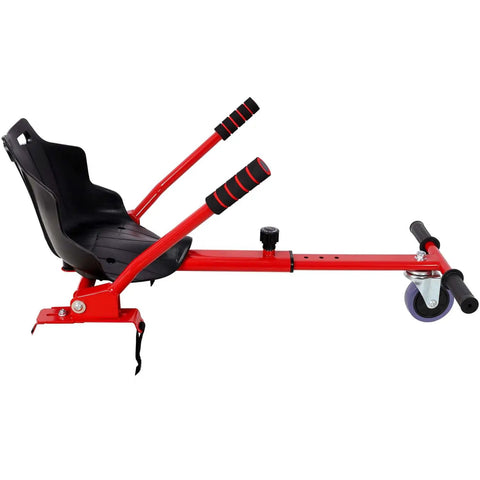 Go Kart Seat Attachment For Self Balancing Scooters Fits 6.5 Inch 8 Inch 10 Inch Adjustable Frame Drift Trike Kit shown in red.