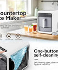 Compact Nugget Ice Maker Countertop Ice Machine With Self Cleaning Build And Smooth Pull Out Tray Yields Twelve Cubes Per Ten Minutes Rapid Chill Technology For Home Bar Kitchen Rv Apartment Or Desk Setup The Real Deal displayed with water tank and self-cleaning feature.