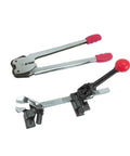 Heavy Duty Manual Strapping Machine Kit With Ratchet Tensioner And Pp Pet Sealer For Professional Grade Industrial Banding Needs Durable Dual Tool Setup showing hand crank and sealer.