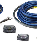 Kicker 46PKD1 1/0 AWG Dual Amplifier Power Kit with Hyper Flex wires, fuse blocks, distribution block, and cables for car audio.