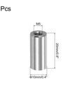 M5x0.8 Round Coupling Nuts 20mm Long Five Pieces 304 Stainless Steel Fasteners For Industrial Construction Rod Bar Connectors Built To Last Beefy Tough As Nails Silver Finish, 5 pcs